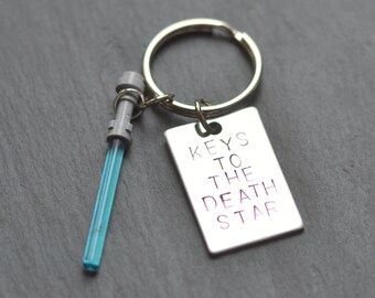 Death Star Keyring, Star Wars Keychain, The Force Awakens, Star Wars Gift, Gifts For Dad, Keys to the, Darth Vader Key, Lightsaber Keyrings