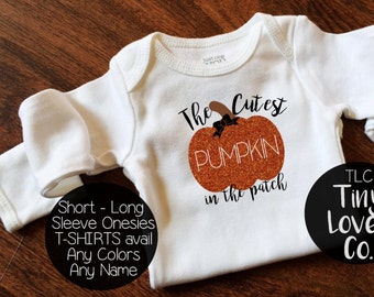 The cutest pumpkin in the patch. pumpkin name onesie. pumpkin. first thanksgiving. fall onesie. fall name onesie. pumpkin patch outfit.