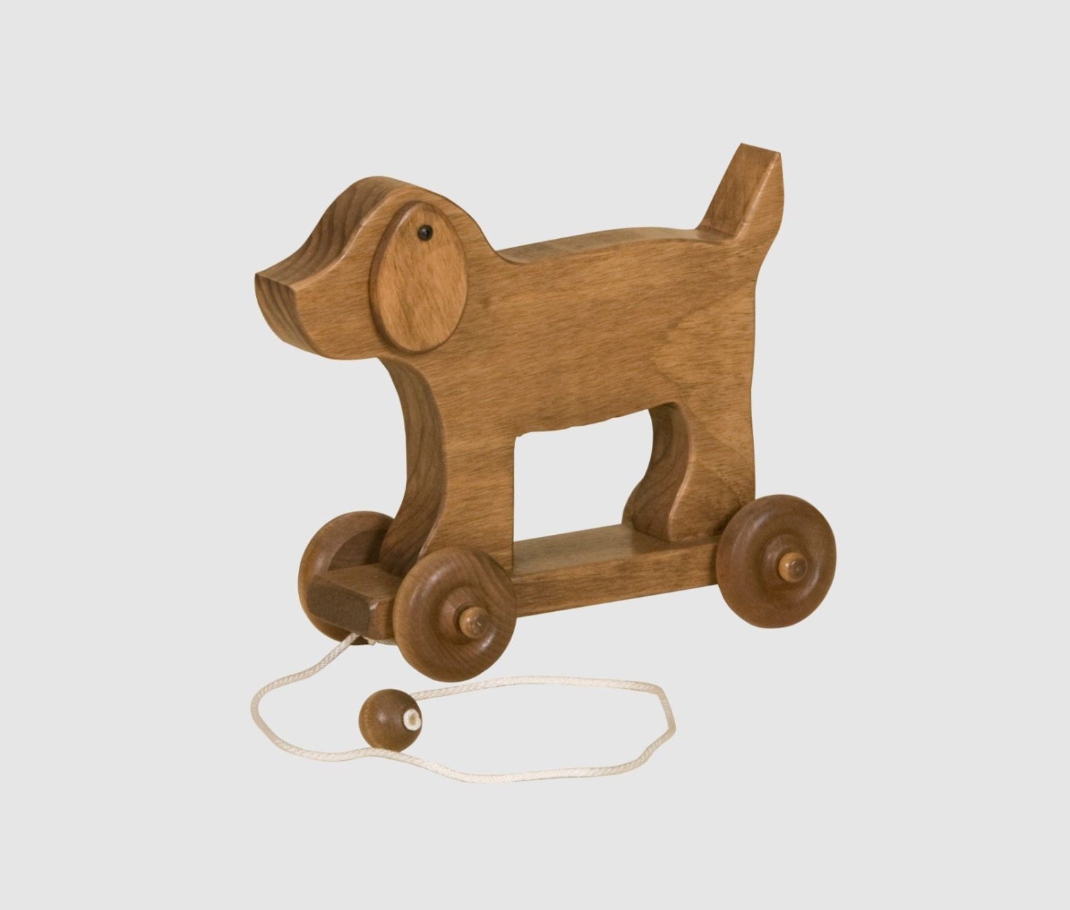 Retro Toys Children's Wooden Pull Along Toy Dog Harvest