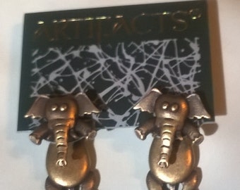 Bronze Elephant Costume Jewelry Earrings