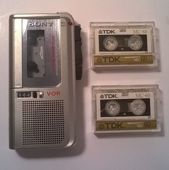 Vintage Sony Microcassette Recordergrey M570V and 2 Tapes