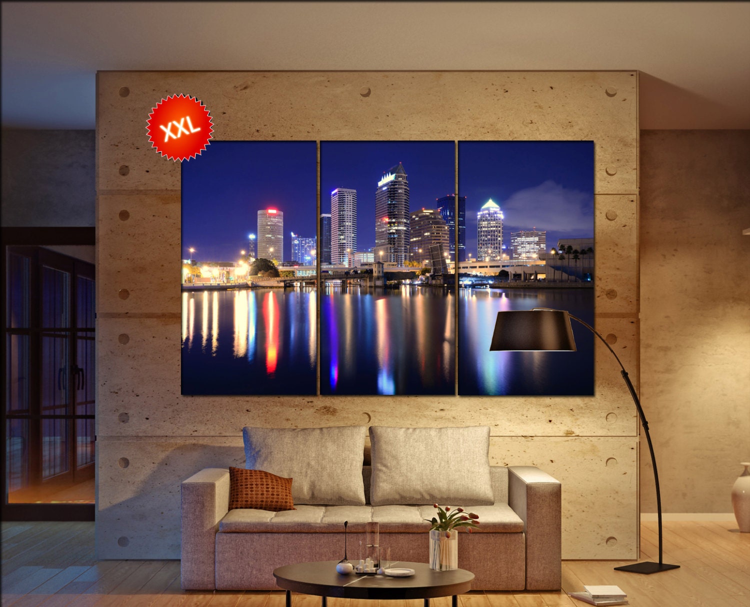 Tampa Bay Skyline wall decor art Tampa Bay black white Tampa Bay canvas wall art canvas wall art