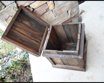 Wood Trash Can, Bathroom Trash, Home Decor, Office Trash Can, Oak and Walnut Trash Can, Rustic Home Decor, Storage, Garbage Can, Bin, Waste