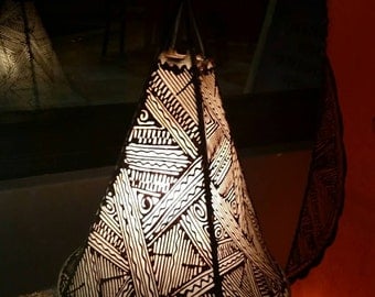 14" Natural / Henna Moroccan Goat Skin / Henna Lamp.