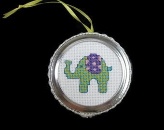 Cross Stitch Elephant Ornament