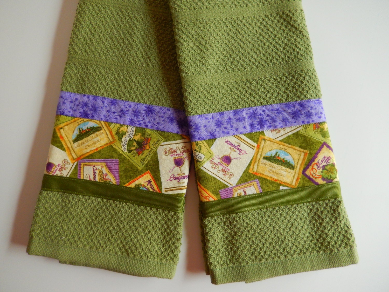Wine Fabric Embellished Hand/Kitchen Towels
