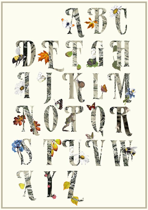 Nature Alphabet Print Alphabet Poster Alphabet by BloomCocoon