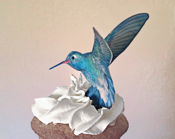 Edible Cake Decorations - Hummingbirds, 3-D Triple Sided Wafer Paper Toppers for Cakes, Cupcakes or Cookies - Set of 4