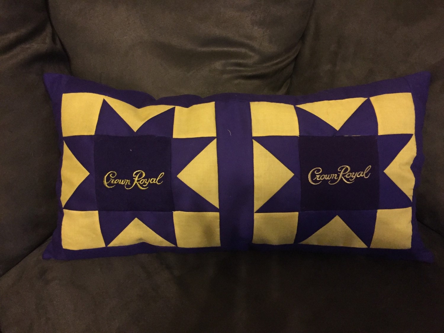 Crown royal quilt block throw pillow