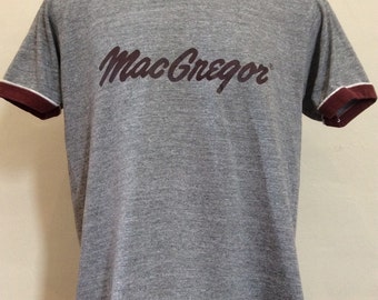 Vtg 70s 80s MacGregor Tri-Blend Ringer T-Shirt Heather Gray L Sportswear