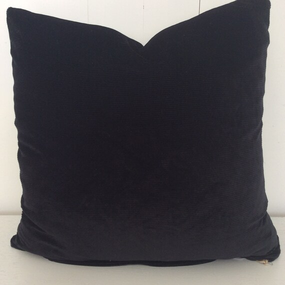 Black velvet cord cushion cover