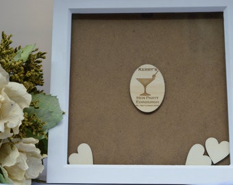 Personalised Hen Party Guest Book, Drop Top Box, Wedding Shower, Guestbook Alternative. Unique Gift And Keepsake. Drop Box Frame.