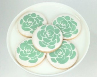 Succulent Cookie Favors - Vanilla - Sugar Cookies - Flowers