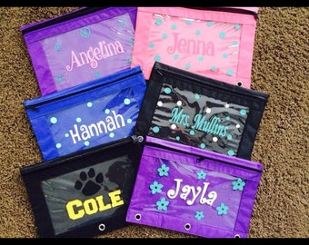 Personalized Pencil Pouch, 3 ring binder pencil pouch, School Supplies, Student writing utensil storage