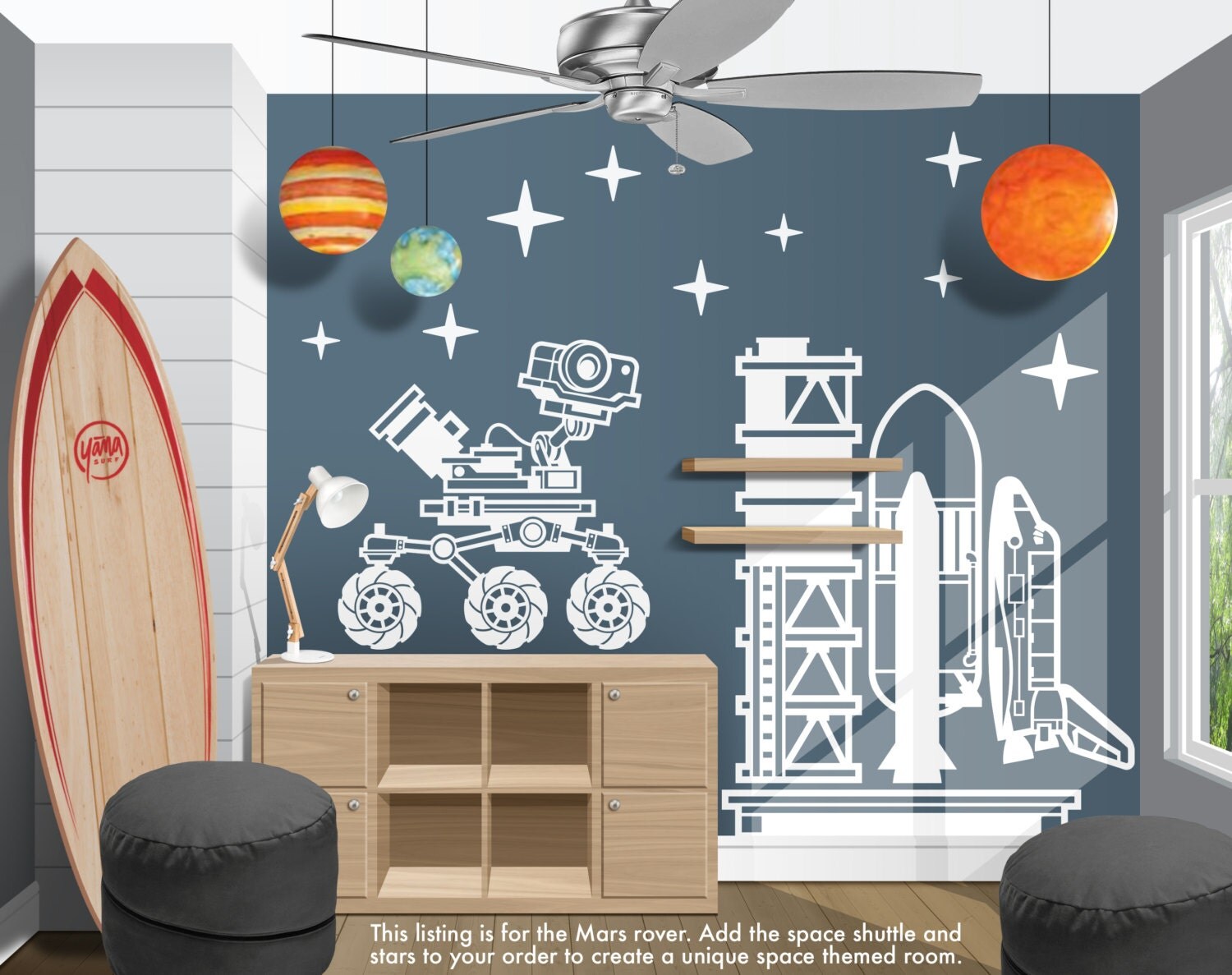 Space Mars Rover Vinyl Wall Decal Boy Girl Bedroom Nursery