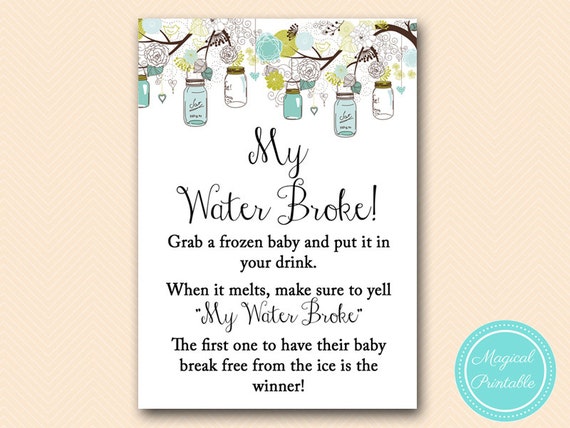 my water broke baby ice cube game Rustic Mason Jars Baby