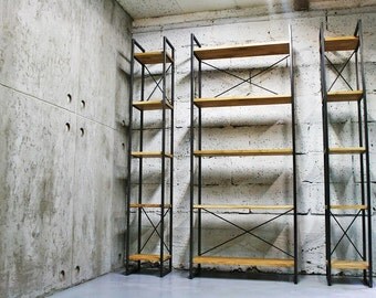 Book Stand set - set for bookcases and others - steel - oak - minimal design - industrial /// by Nortre