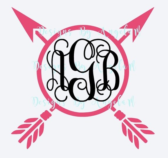 Download SVG Circle with 2 Arrows Frame Monogram Initials SVG