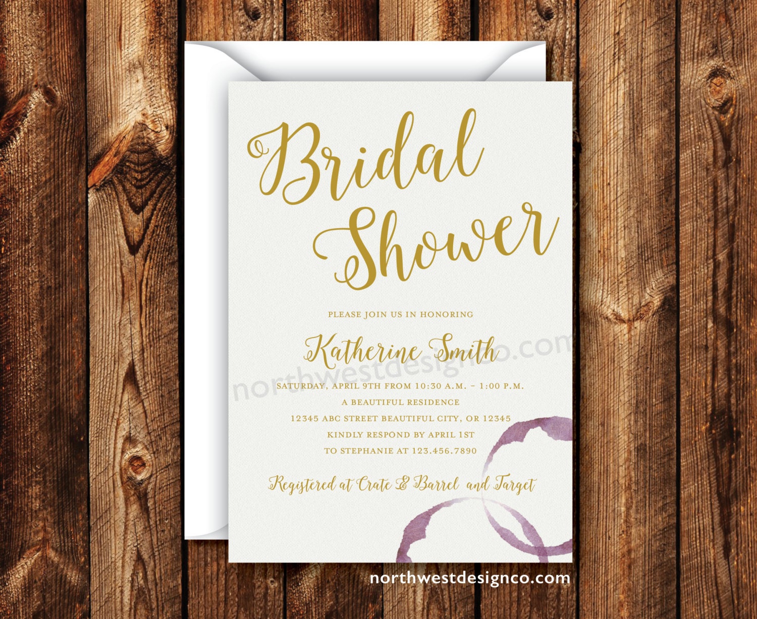 Wine Themed Bridal Shower Invitation Gold Purple Burgundy Wine   Il Fullxfull.953440200 F4mu 