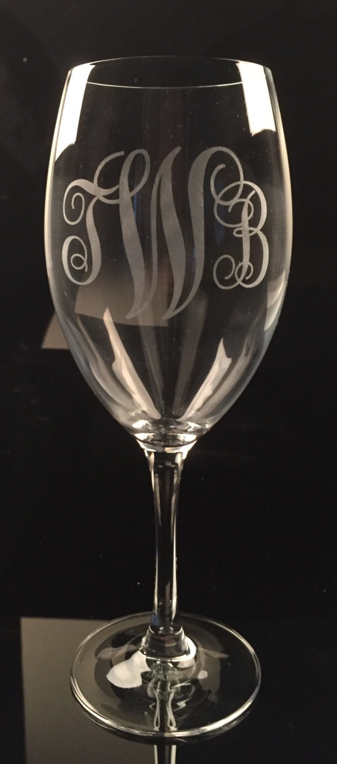 Custom etched monogram wine glass by RMSlaserconcepts on Etsy