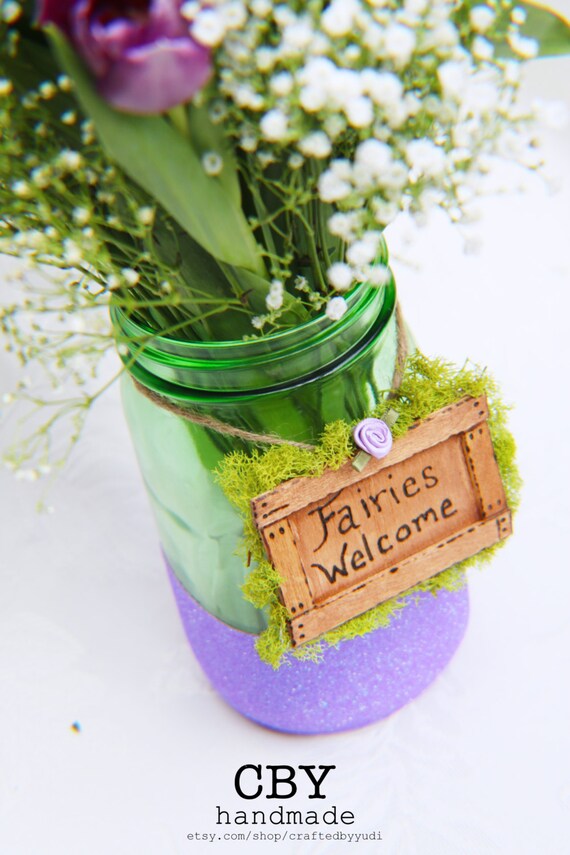 Fairy Glitter mason Jar centerpiece Light by CraftedByYudi
