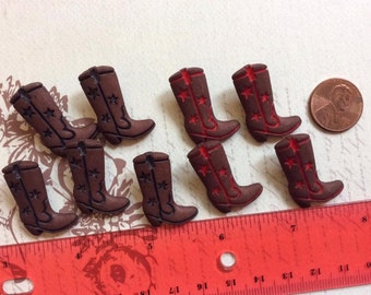SET of 9 Shank Adorable Cowboy Boots Sewing Buttons