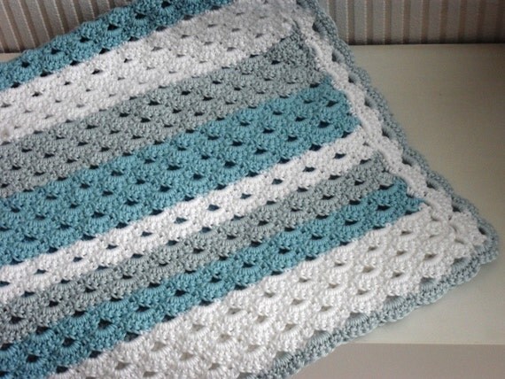 Crochet baby blanket pattern Blue dreamswhite & turquoise