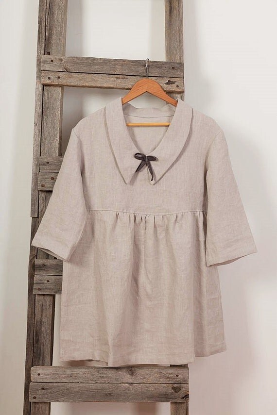 Linen Tunic Loose Linen Blouse Linen Baby Doll Blouse
