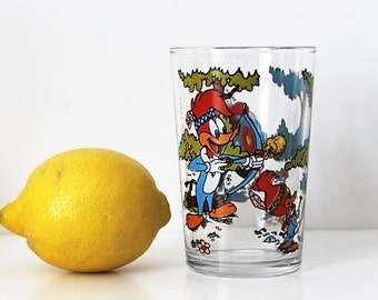French Water Glass. Vintage Tumbler. Woody Woodpecker. Verre Vintage. Drinking Cup. Children Drinkware. French Barware. French Vintage. 90s