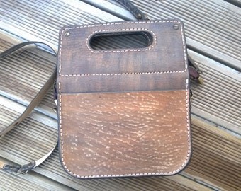 Items similar to Leather Messenger Bag- Small Crossbody Bag for Women