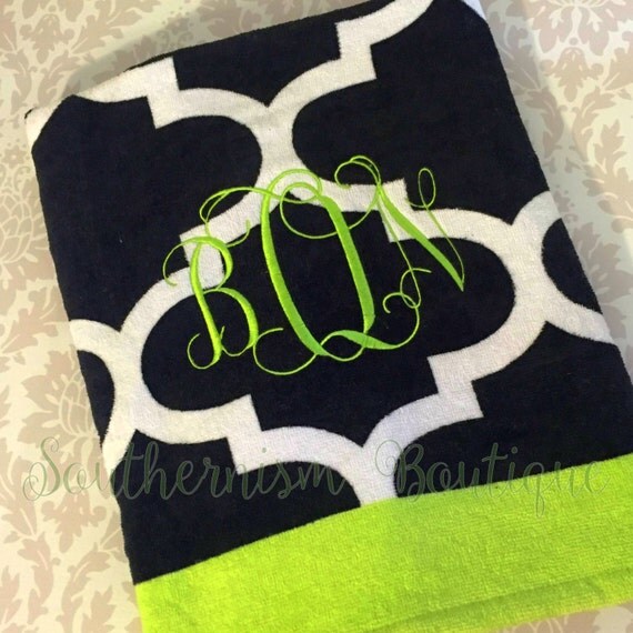 Monogram Beach Towel Personalize Beach by Southernismboutique