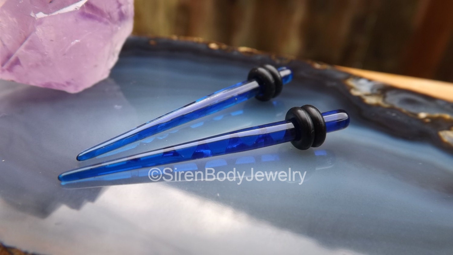 8g Taper earring set blue ear stretching kit pair acrylic
