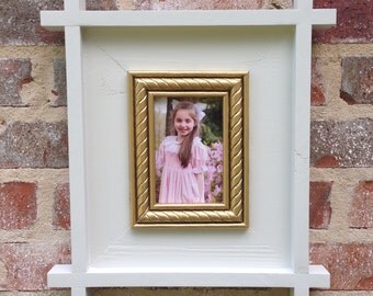 Eastern inspired 4x6 or 5x7 white, picture frame.