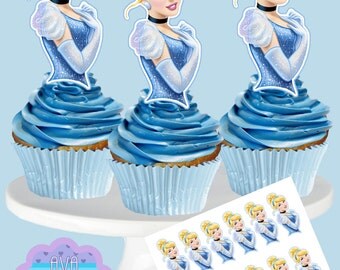 CINDERELLA Cupcake Toppers, Cupcake Picks INSTANT DOWNLOAD