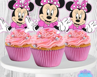 PRINTABLE Minnie Mouse Cupcake Toppers, Cupcake Picks INSTANT DOWNLOAD