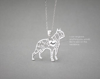 Personalised BOSTON TERRIER Necklace - Boston Terrier name Jewelry - Dog Jewelry - Dog breed Necklace - Dog Necklaces