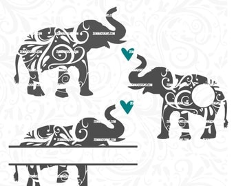 Elephant svg file - Elephant cut file - elephant monogram svg - elephant png - svg files - Elephant bundle -cutting file - elephant clipart