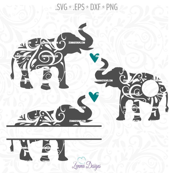 Elephant svg file Elephant cut file elephant monogram svg