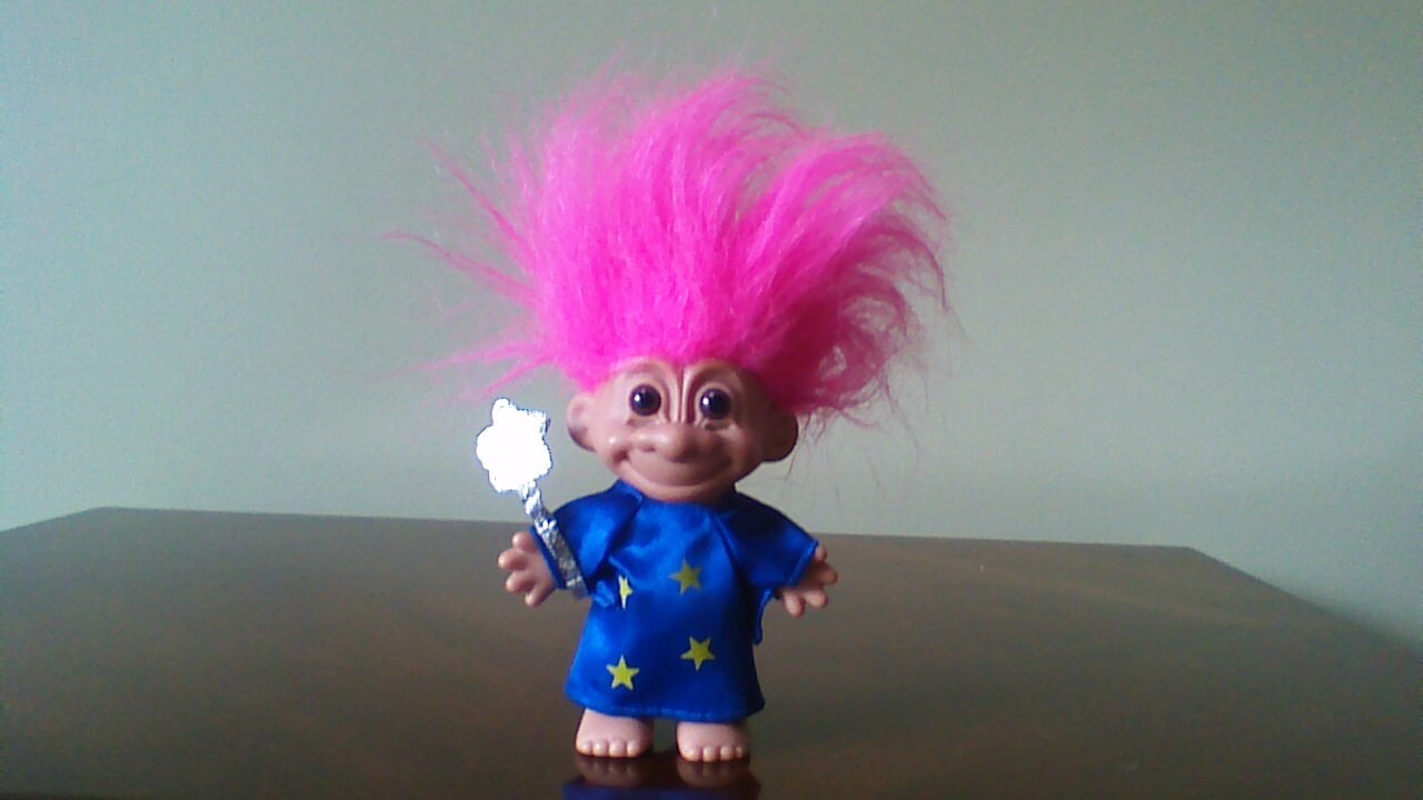 Vintage Russ Troll Doll Magic Wizard Hot Pink Hair Trolls