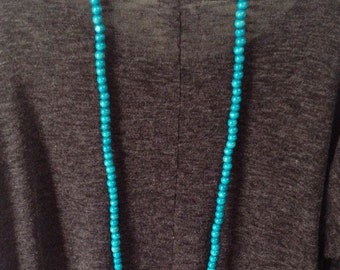 DOUBLE WRAP BLUE Handmade One of a Kind Double Wrap Beaded Necklace