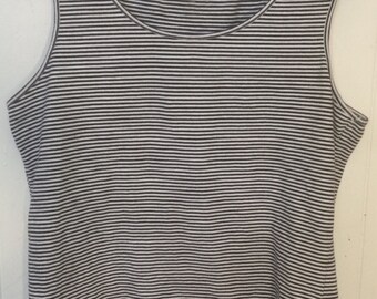 Items similar to 1970's silver and black striped tank top blouse with ...