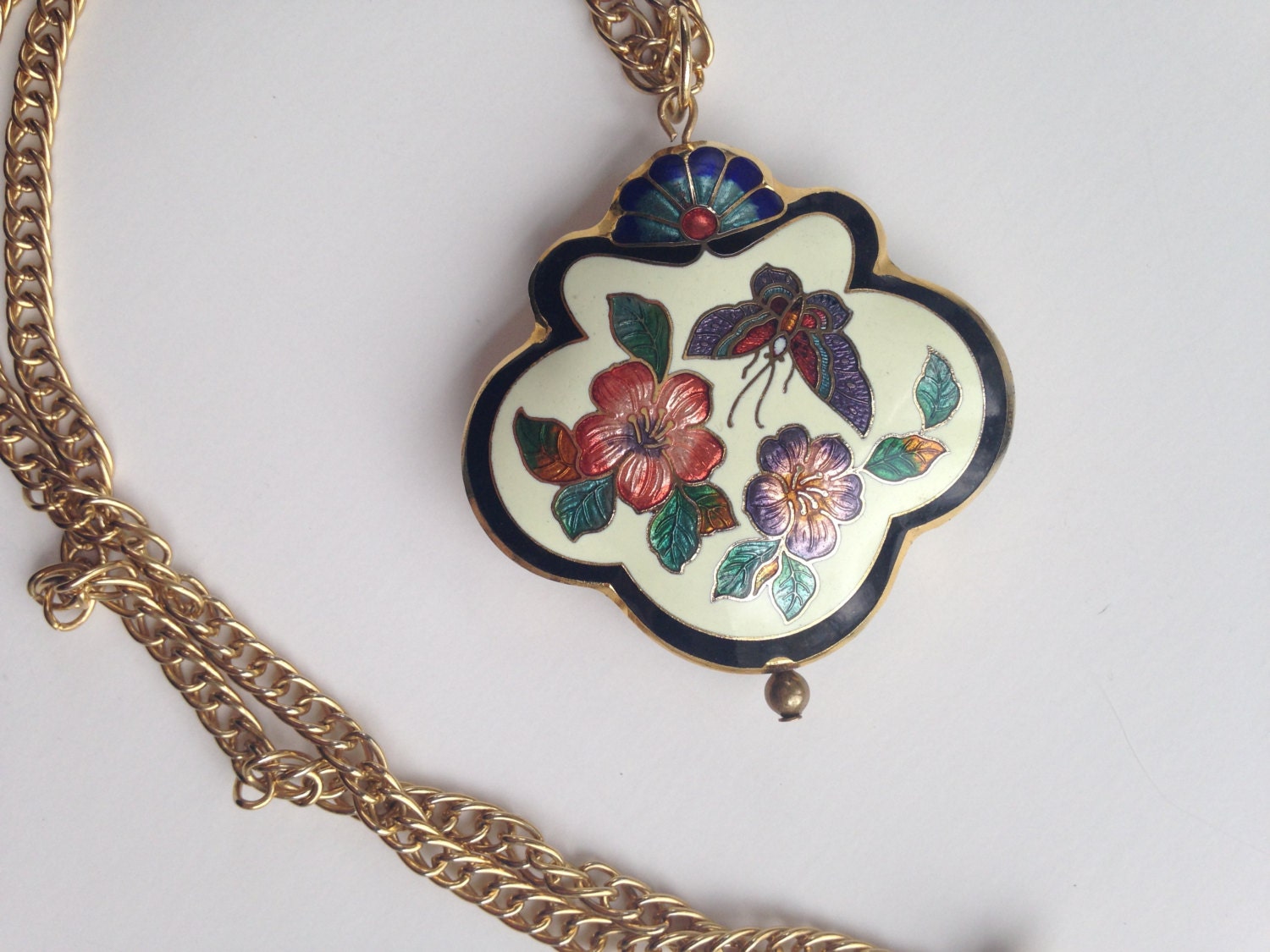 Long pendant necklace cloisonne pendant necklace cloisonne