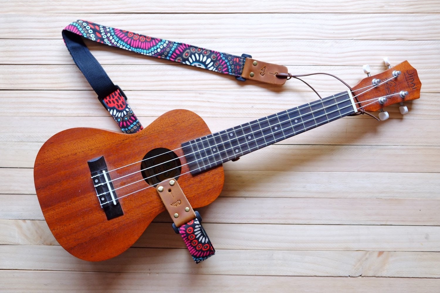 Black Retro Style Ukulele Strap 3in1