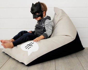 Personalised Kids Bean Bag Monochrome Boys Chair Childs Personalised Kids Bean Bag Monochrome Boys Chair Childs