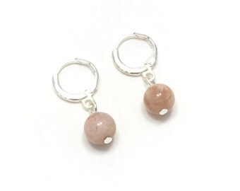 925 sterling silver plated sunstone earrings, creoles