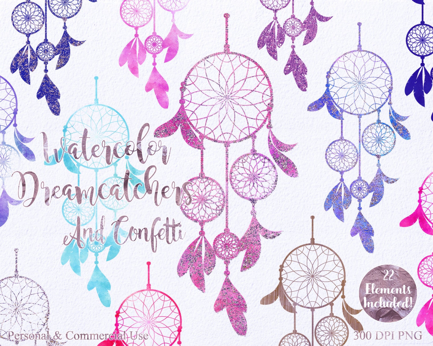 WATERCOLOR DREAM-CATCHER Clipart Commercial Use Clipart 22