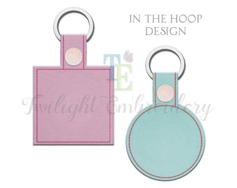 Set of 2 BLANK Key Fob Machine Embroidery Designs, Snap Tab, In The Hoop, ITH 0024