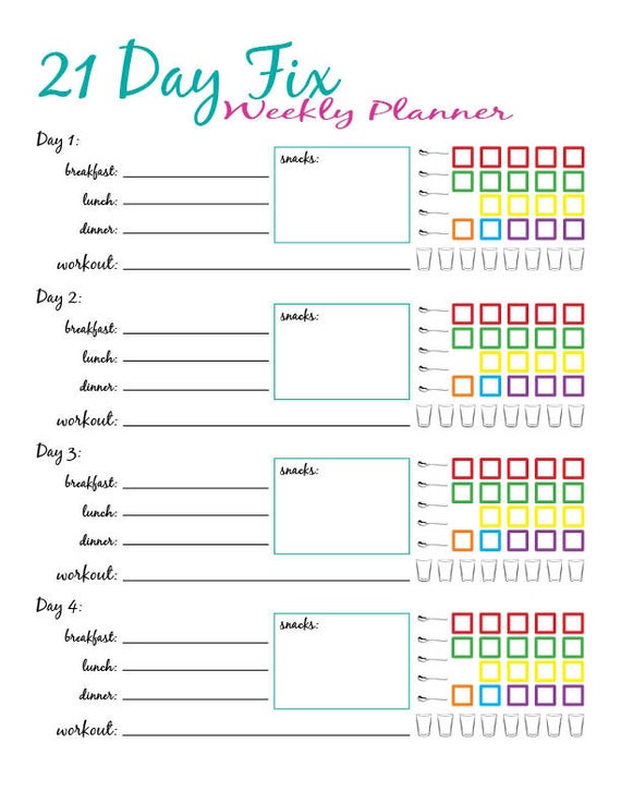 21 Day Fix Weekly Meal Plan 1800 2099 by DragonflyStudioShop