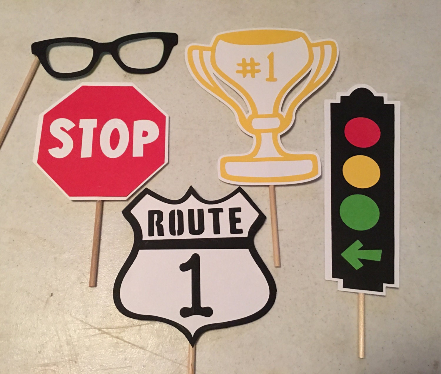 Race car birthday party photo props photo booth props