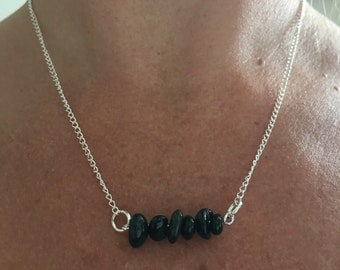 Black Tourmaline semi precious gemstone necklace